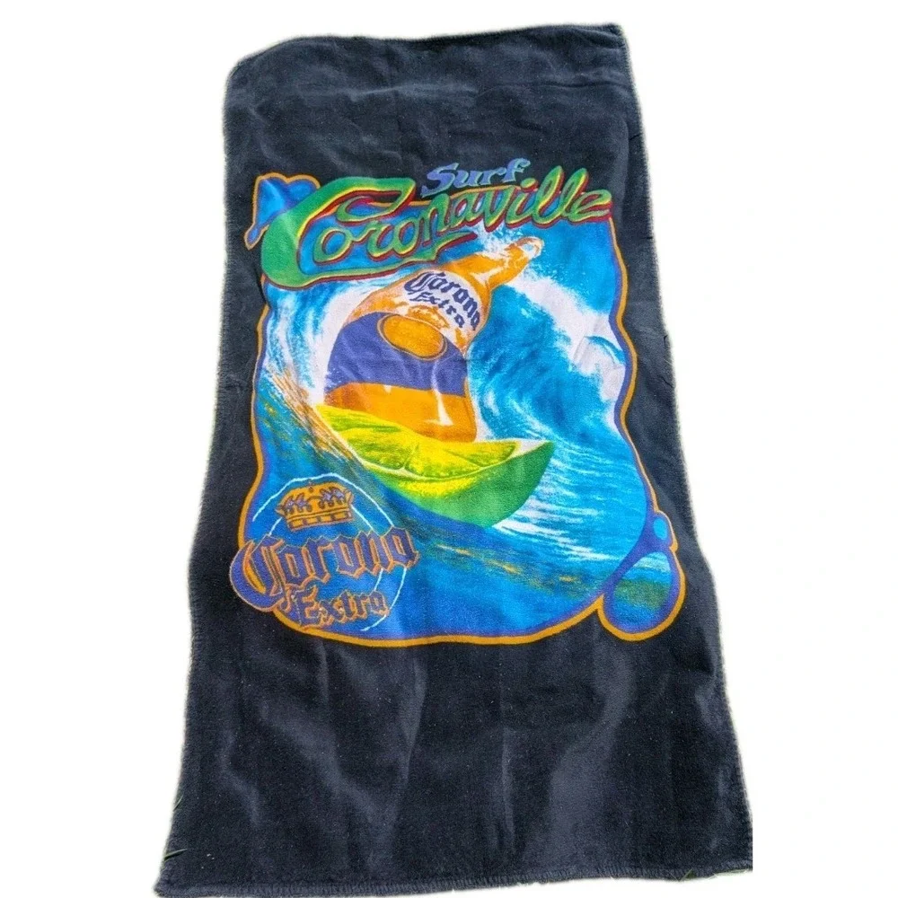 Vintage Surf Coronaville Corona Extra On Lime Beach Towel Pima Cotton 53